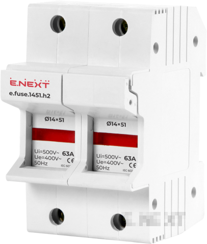 FUSE HOLDER FOR DIN RAIL E.FUSE.1451.H2, FOR FUSES 14X51, 2P, 63A