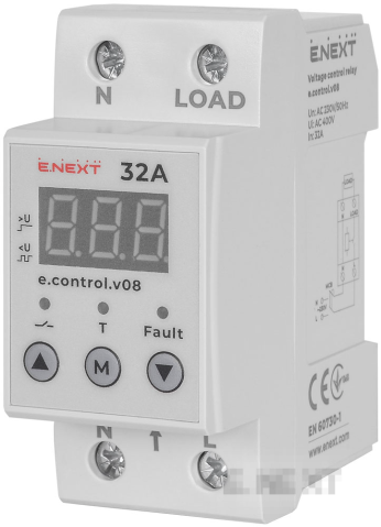 RELEU DE CONTROL TENSIUNE, MONOFAZAT CU INDICATIE E.CONTROL.V08 32A