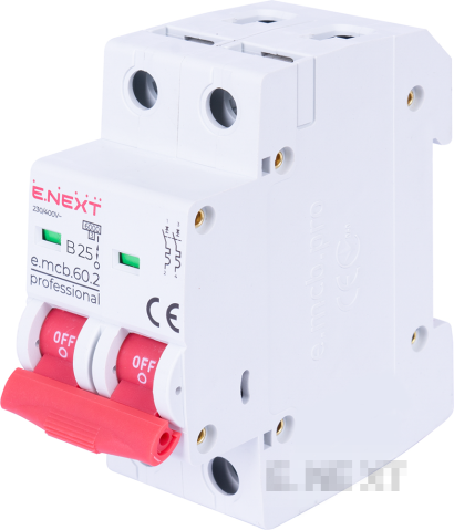 MODULAR CIRCUIT BREAKER E.MCB.PRO.60.2.B 25 NEW, 2P, 25A, IN, 6KA, NEW