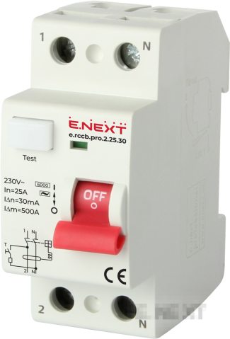 FAULT CURRENT PROTECTION DTZ E.RCCB.PRO.2.25.30, 2P, 25A, 30MA