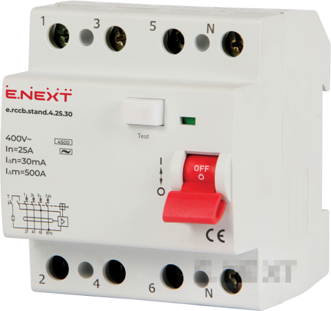 FAULT CURRENT PROTECTION DTZ E.RCCB.STAND.4.25.30 4P, 25A, 30MA
