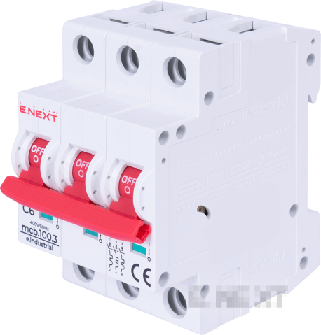 MODULAR CIRCUIT BREAKER E.INDUSTRIAL.MCB.100.3.C6, 3 P, 6A, C, 10KA