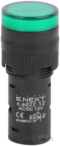 INDICATOR LAMP LED E.AD22.12.GREEN, Ø22MM 12V AC/DC GREEN