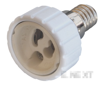 ПРЕХОДНИК/АДАПТЕР ОТ E14 КЪМ GU10, БЯЛ E.LAMP ADAPTER.Е14/GU10.WHITE