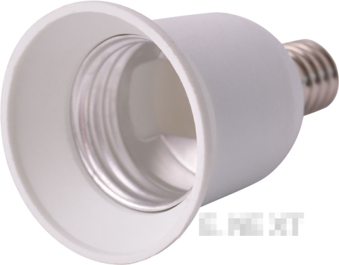 ПРЕХОДНИК E.LAMP ADAPTER.Е14/Е27.WHITE, ОТ ЦОКЪЛ Е14 ON Е27, ПЛАСТМАСОВ