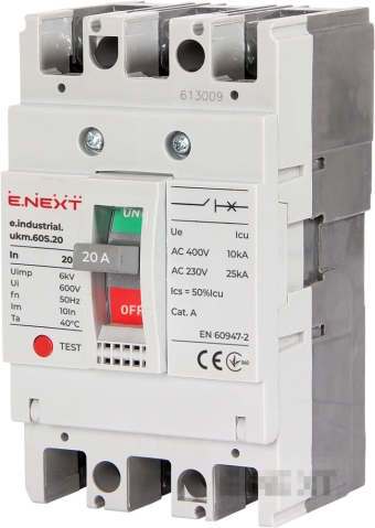 POWER CIRCUIT BREAKER E.INDUSTRIAL.UKM.60S.20, 3P, 20A