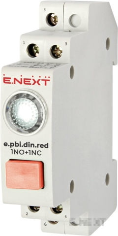 BUTTON WITH INDICATOR FOR DIN-RAIL E.PBI.DIN.RED, BLACK
