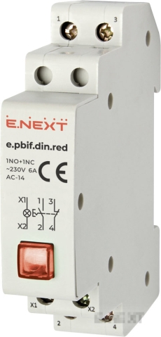 BUTTON WITH INDICATOR FOR DIN RAIL E.PBIF.DIN.RED, RED