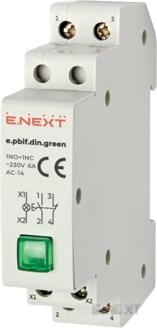 БУТОН С ИНДИКАТОР ЗА DIN ШИНА E.PBIF.DIN.GREEN, ЗЕЛЕН