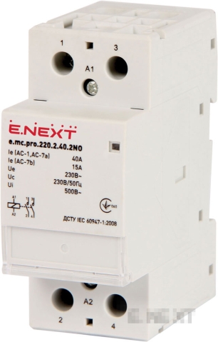 MODULAR CONTACTOR E.MC.220.2.40.2NO, 2P, 40A, 2NO, 220V