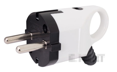 Щепсел битов e.plug.angle.005.16, със защита, 16А, ъглов бял, с дръжка
