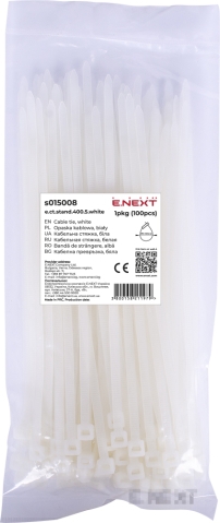 Кабелни превръзки e.ct.stand.400.5.white (100бр.) бели