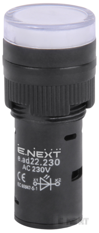 Светлинен индикатор e.AD22-230-white, 22мм, 230V AC, бял
