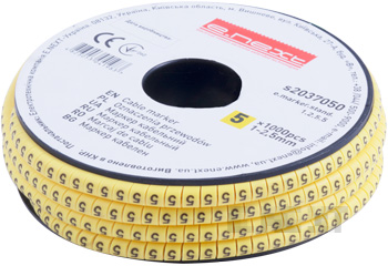 Кабелен маркер E.MARKER.STAND.1.2-2.5.5 за кабели 1.2–2.5 mm², цифра 5, 1000 бр.