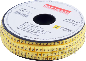 Cable marker E.MARKER.STAND.1.2-2.5.2 for cables 1.2–2.5 mm², digit 2, 1000 pcs.