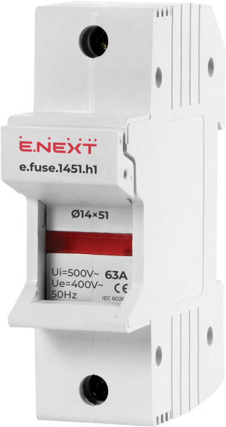 ДЪРЖАЧ ЗА ПРЕДПАЗИТЕЛ ЗА DIN ШИНА E.FUSE.1451.H1, ЗА СТОПЯЕМИ ПРЕДПАЗИТЕЛИ 14Х51, 1Р, 63А