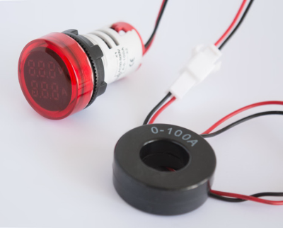 ИНДИКАТОР ЗА НАПРЕЖЕНИЕ И ТОК LED E.AD22.VA, Ø22ММ, 50-500V, 5-100A