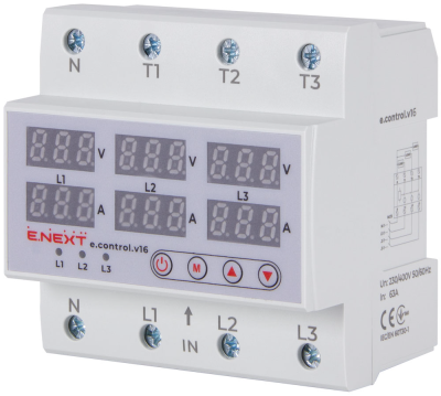 RELEU DE CONTROL TENSIUNE SI CURENT, TRIFAZAT 63A, CU INDICATIA E.CONTROL.V16