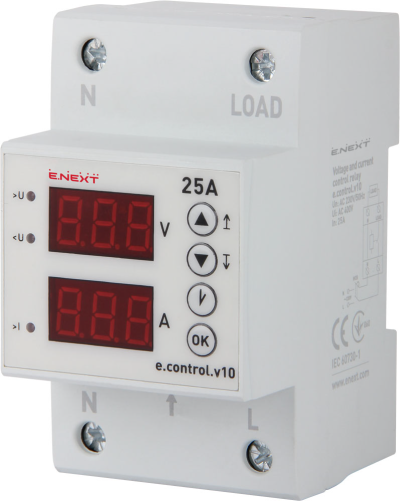 РЕЛЕ ЗА КОНТРОЛ НА НАПРЕЖЕНИЕ И ТОК 25А E.CONTROL.V10