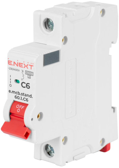 MODULAR CIRCUIT BREAKER E.MCB.STAND.60.1.C6, 1P, 6A, C, 6 KA