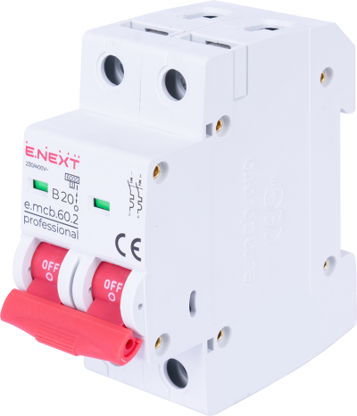 MODULAR CIRCUIT BREAKER E.MCB.PRO.60.2.B 20 NEW, 2P, 20A, IN, 6KA, NEW