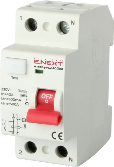 FAULT CURRENT PROTECTION DTZ E.RCCB.PRO.2.40.300, 2P, 40A, 300MA