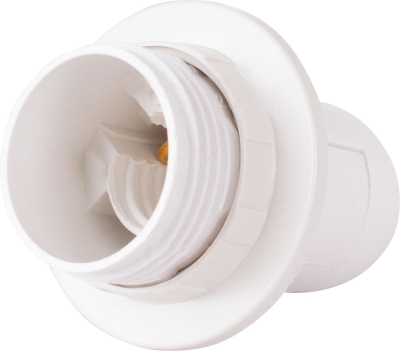 ФАСУНГ ПЛАСТМАСОВ Е14 С ГАЙКА, БЯЛ E.LAMP SOCKET WITH NUT.E14.PL.WHITE