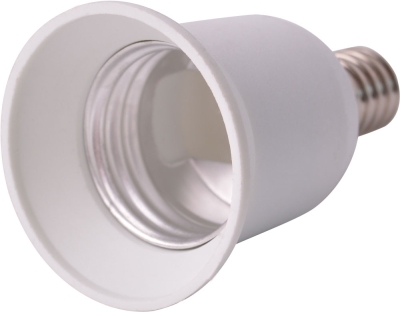 ПРЕХОДНИК E.LAMP ADAPTER.Е14/Е27.WHITE, ОТ ЦОКЪЛ Е14 ON Е27, ПЛАСТМАСОВ