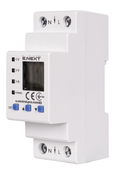 РЕЛЕ ЗА КОНТРОЛ НА НАПРЕЖЕНИЕ И ТОК, МОНОФАЗНО 63А, С ИНДИКАЦИЯ E.CONTROL.PRO.VCM63