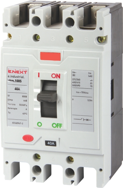 МОЩНОСТНИ АВТОМАТИЧЕН ПРЕКЪСВАЧ E.INDUSTRIAL.UKM.100S.40, 3Р, 40А