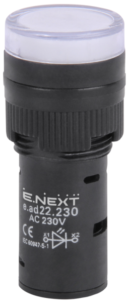Светлинен индикатор e.AD22-230-white, 22мм, 230V AC, бял