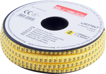 Кабелен маркер E.MARKER.STAND.1.2-2.5.2 за кабели 1.2–2.5 mm², цифра 2, 1000 бр.