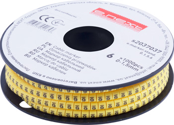Кабелен маркер E.MARKER.STAND.0.1-1.5.6 за кабели 0.1–1.5 mm², цифра 6, 1000 бр.