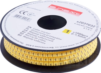 Маркер кабелен E.MARKER STAND 0–1.5 мм², символ „1“, 1000 бр.