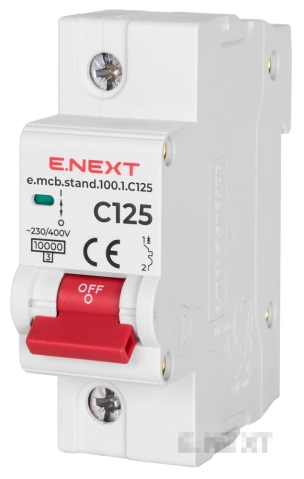 Întrerupător modular e.MCB STAND 100 1P C125 125A 10kA E.NEXT