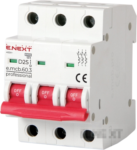 Întrerupător modular e.mcb.pro.60 3P D25 25A 6kA E.NEXT