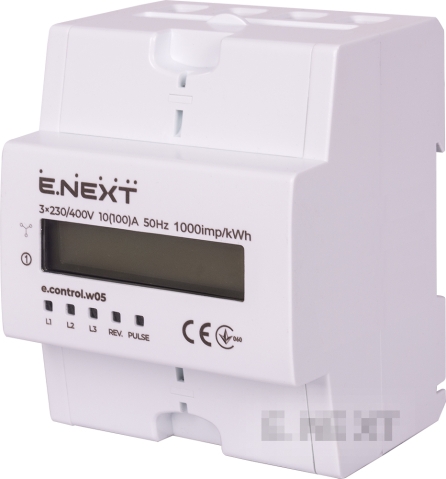 Three-phase electricity meter 10(100)A DIN rail E.NEXT
