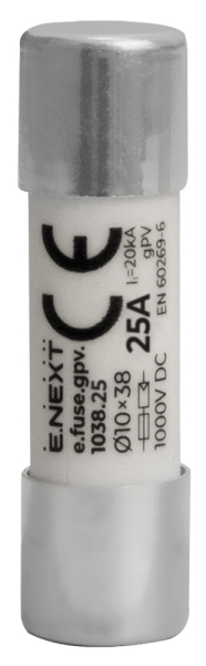 Стопяем предпазител gPV 10x38 25A 1000VDC 20kA E.NEXT i0610119