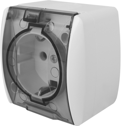 Schuko E.NEXT e.aqua.1231.grt Einzelsteckdose IP54, weiß, transparente Kappe, 16 A, 230 V, s035058