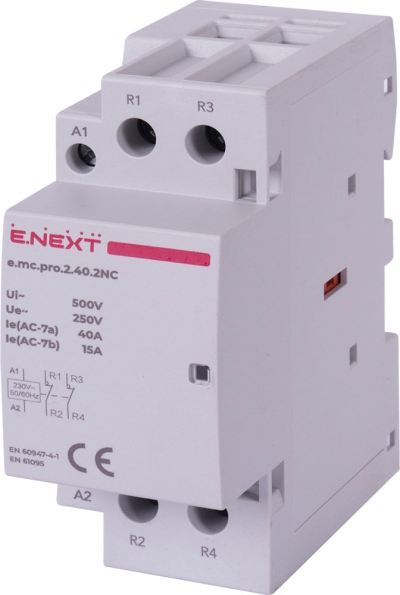 Contactor modular E.NEXT e.mc.pro.2.40.2NC 2P 40A 2NC 230VAC p005227