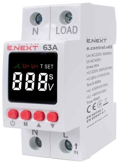 Voltage control relay E.NEXT E.Control.V63 63A