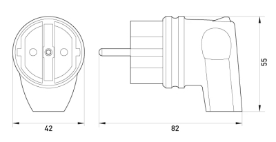 Rubber plug with angled outlet, 16 A, with protective contact, E.NEXT