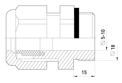 Abel cable gland e.pgl.stand.9, PG9, with extended thread and seal, Ø 4–8 mm, IP54 E.NEXT