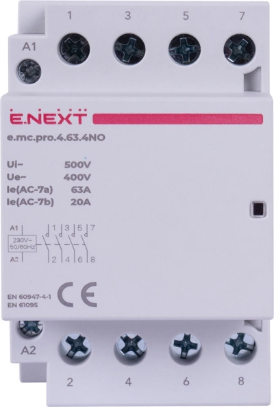 Contactor modular e.mc.pro.4.63.4NO, 4P, 63 A, 4NO, bobină 230 V AC