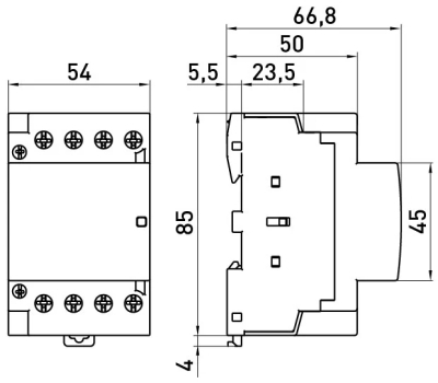Modular contactor e.mc.pro.4.63.4NO, 4P, 63 A, 4NO, coil 230 V AC