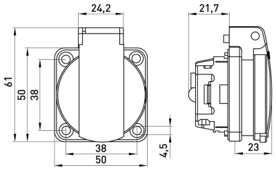 Priză Schuko pentru instalare E.SOCKET 029.8.16, 16A, 250V, IP44