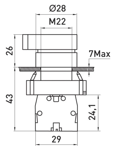 Comutator E.MB.BJ25 cu 2 poziții, 1NO+1NC, cu mâner extins