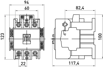 Schütz e.industrial.ukc.85.110, 85A, 110V, 1 Schließer+1 Öffner
