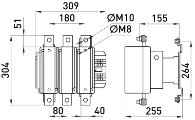Контактор E.Next e.industrial.ukc.630.220 – 3p, 630 A, 220 V AC, 1 NO