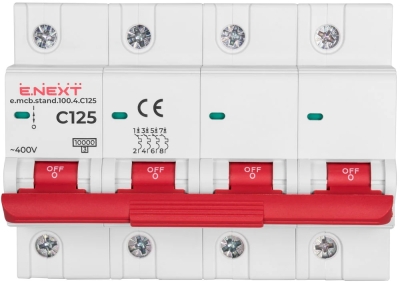 Modularer Leistungsschalter E.NEXT e.mcb.stand.100.4.C125, 4P, 125A, C, 10kA E.NEXT